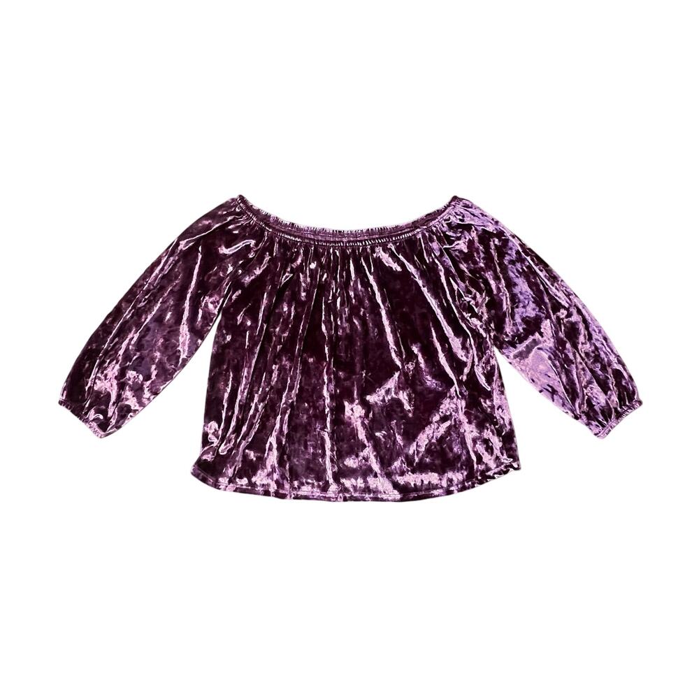 HOLLISTER Purple Crushed Velvet Off Shoulder Long Sleeve Small Boho Fairy | S